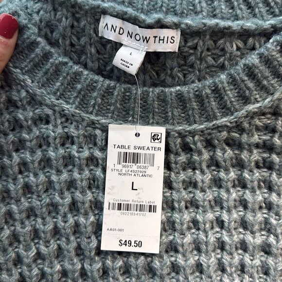And Now This | NWT Cozy Knit Sweater in Green Blue Size Large - Picture 3 of 4